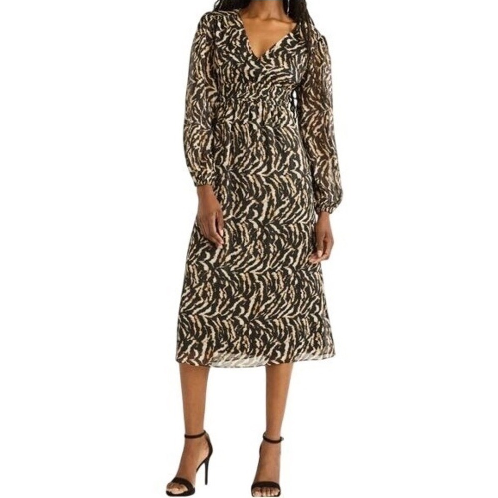 Sofia Jeans by Sofia Vergara Tiger Print Metallic Midi Dress Size XXXL 22